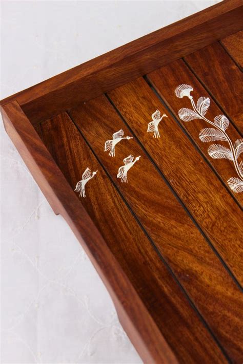 Warli Painted Sheesham Wood Tray Kamala Crafts Shop