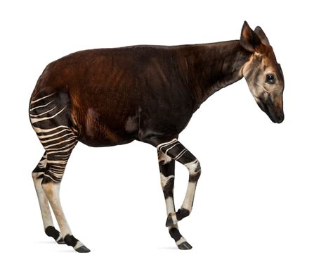 Premium Photo Okapi Standing Showing Teeth Okapia Johnstoni