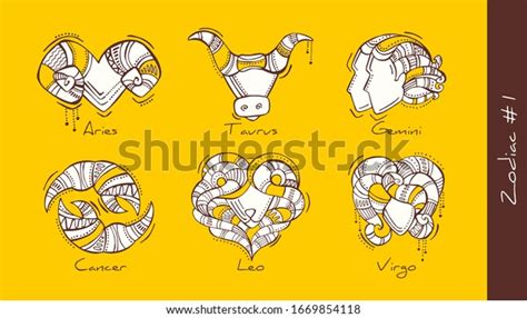 Set Vector Graphic Illustration Zodiac Signs Stock Vector Royalty Free