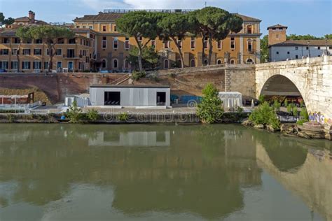 Amazing View Of Tiber River And Pons Cestius In City Of Rome Italy