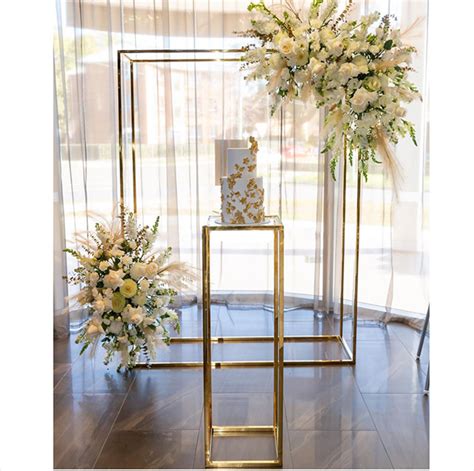 2 2m Glossy Gold Frame Backdrop Arch Flower Stand Frame Wall Wedding