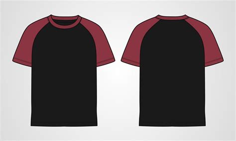 Short Sleeve Raglan T Shirt Technical Fashion Flat Sketch Vector