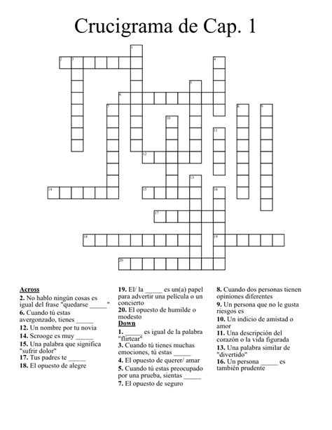 Crucigrama De Cap 1 Crossword WordMint