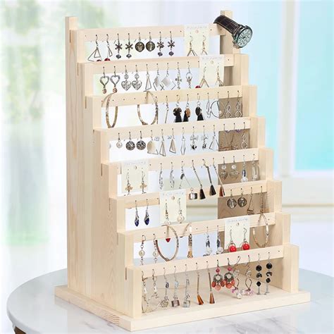 Support En Bois Pour Boucles D Oreilles Et Bijoux Pr Sentoir De Luxe