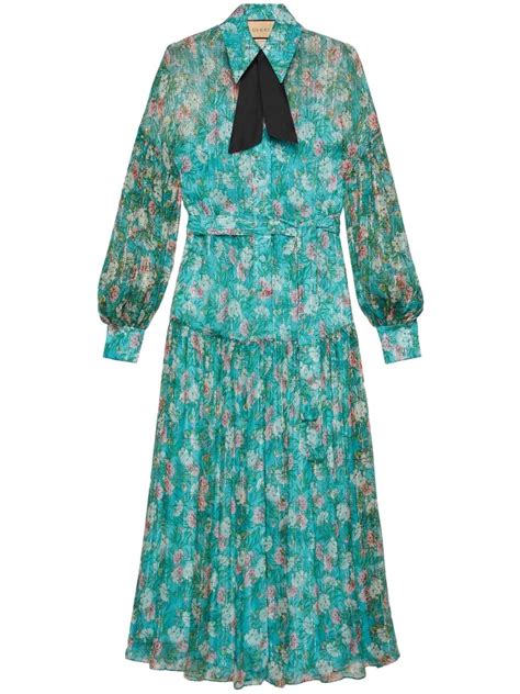 Gucci Floral Print Silk Maxi Dress Lyst