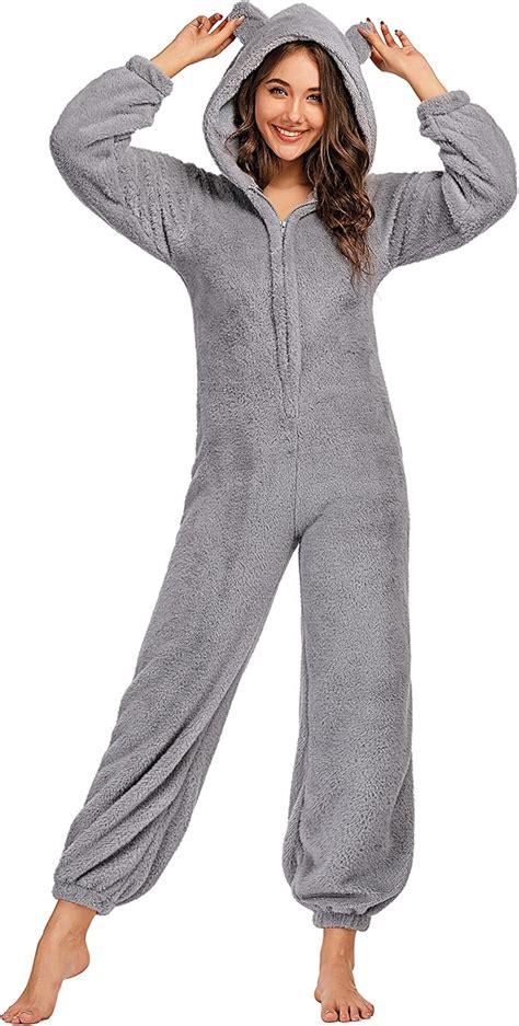 Jeasona Jumpsuit Damen Kuschelig Winter Onesie Damen Kuschelig Pyjama