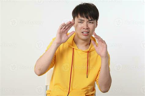 Young Good Looking Asian Chinese Malay Man Pose Face Body Expression