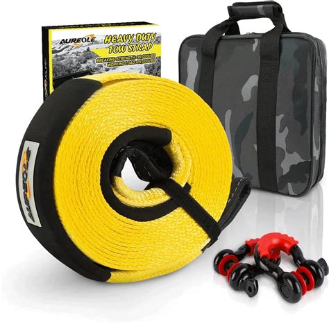 Amazon AUREOLE Heavy Duty Tow Strap Recovery Rope Kit 3 X 30ft