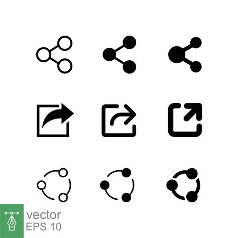 Set of share icon. Simple flat style. Social media share button, link
