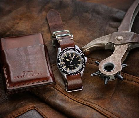 Chestnut Italian Vintage Leather Military Watch Band 20mm 22mm | B & R ...