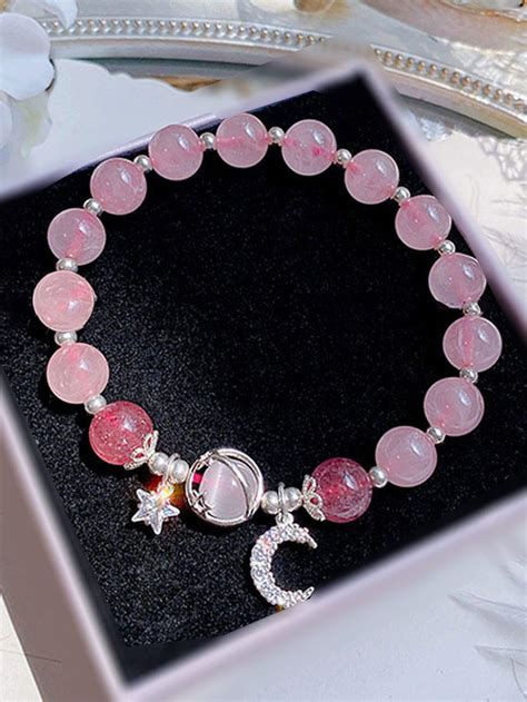 1pc Moon Heart Beaded Bracelet For Women Shein Usa