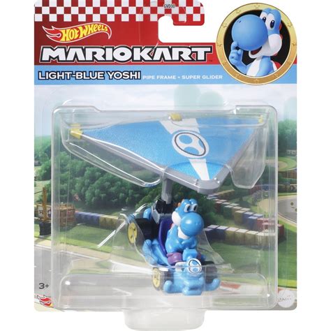 Mattel Hot Wheels Mario Kart Cars With Anemoper Light Blue Yoshi Gvd