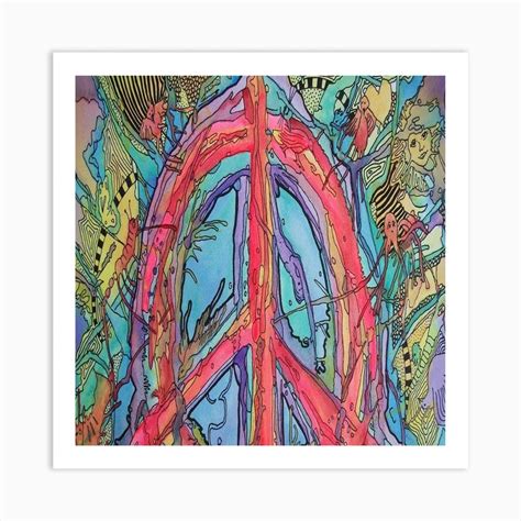 Artistic Psychedelic Hippie Peace Sign Trippy Art Print By Salmanaz Fy