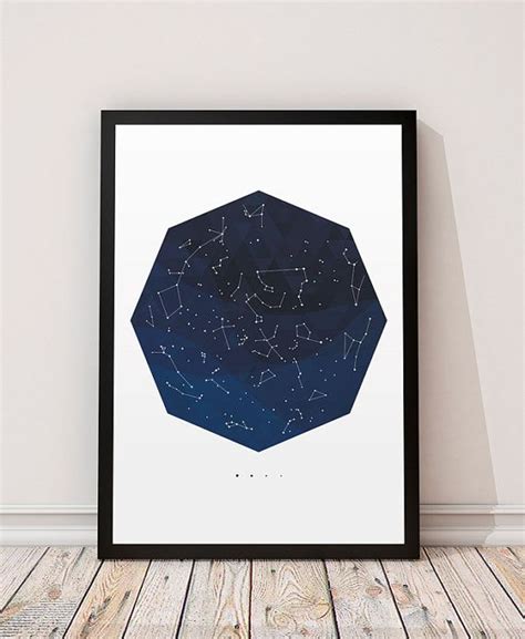 Constellation Prin Space Art Stars Chart Map Space Decor