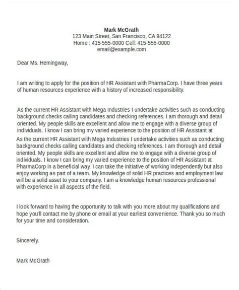 Cover Letter For Human Resources Assistant Cover Letter Example