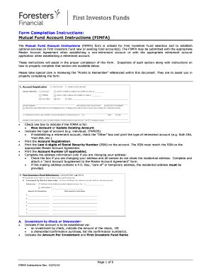 Fillable Online Form Completion Instructions Mutual Fund Account