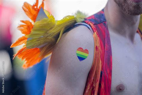 Rainbow Angel Rainbow Gay Flag On Body Rainbow Heart Symbol Of Lgbt