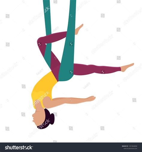 Fly Yoga Girl Hanging Upside Down เวกเตอร์สต็อก ปลอดค่าลิขสิทธิ์ 1331864858 Shutterstock