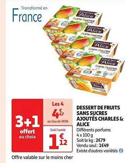 Promo Dessert De Fruits Sans Sucres Ajout S Charles Alice Chez Auchan