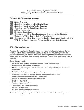 Fillable Online Etf Wi Chapter 5 Changing Coverage Fax Email Print