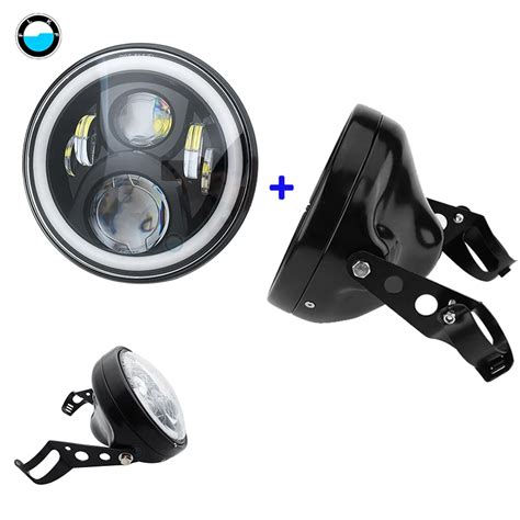 Inch W Dot Sae E Motorcycle Headlamp With Angle Eye Led Headlight