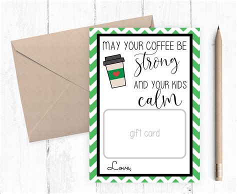 Back to School Starbucks Teacher Gift Card Printable, Instant Download