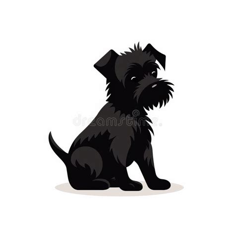 Charming Illustration Of A Black Terrier Dog On A Smokey Background