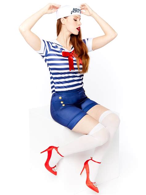 Adults Ahoy Sailor Fancy Dress Costume Hat Uniform Seas Ladies Womens