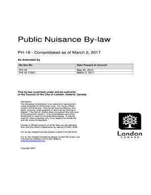 Fillable Online Public Nuisance By Law Fax Email Print PdfFiller