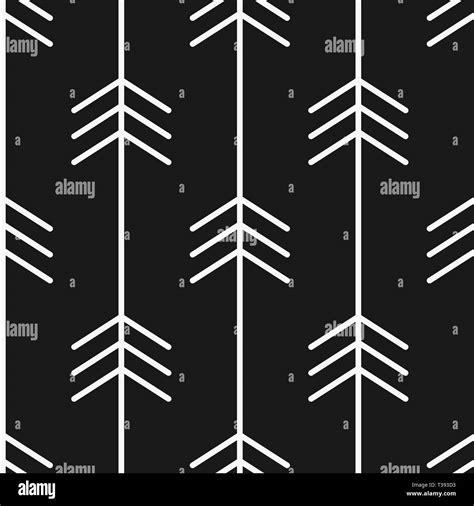 White Arrows On Black Background Seamless Vector Pattern Illustration