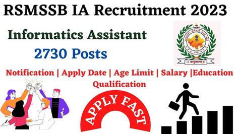 RSMSSB IA Recruitment 2023 Apply For 2730 Posts