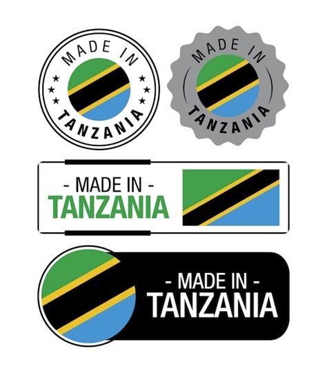 Premium Vector Set Of Made In Tanzania Labels Logo Tanzania Flag