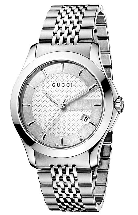 Gucci G Timeless Steel Silver Dial Steel Mens Watch Ya126401