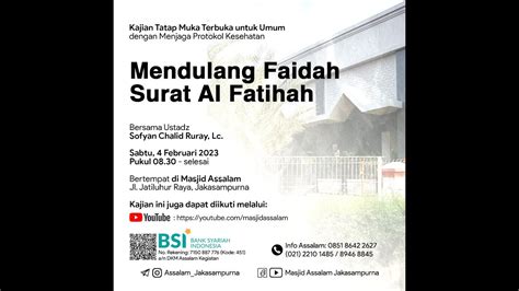 Mendulang Faidah Surat Al Fatihah Ust Sofyan Chalid Ruray Lc