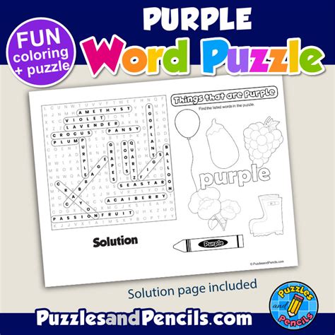 Things that are Purple Word Search Puzzle and Coloring | Color Wordsearch | Made By Teachers