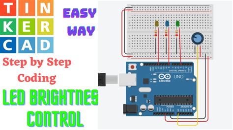 Led Brightness Control Using Potentiometer With Tinkercad Circuits