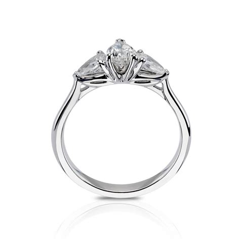 18ct White Gold 1ct Diamond Fancy Pear Three Stone Ring Ernest Jones