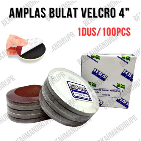 Jual 1DUS 100PCS Amplas Bulat Velcro Disc 4 Inch Grit 60 80 100 120 150