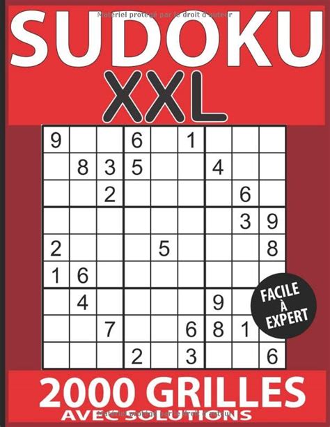 sudoku xxl 2000 grilles avec solutions facile à expert 6 grilles par