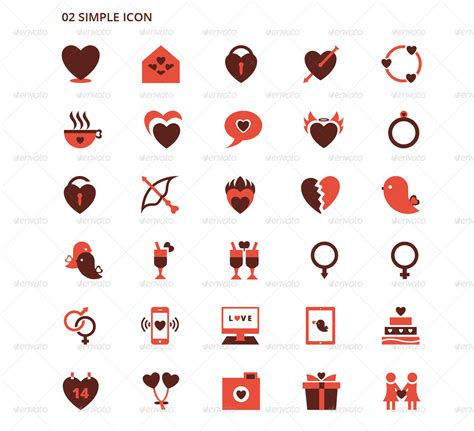 30 Flat Valentines Day Icon Set Icons Graphicriver