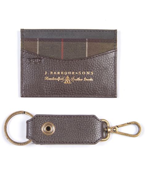 Mens Barbour Clip Keyring Small Wallet Gift Set