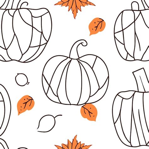 Premium Vector Thanksgiving Seamless Pattern Pumpkins And Leaves