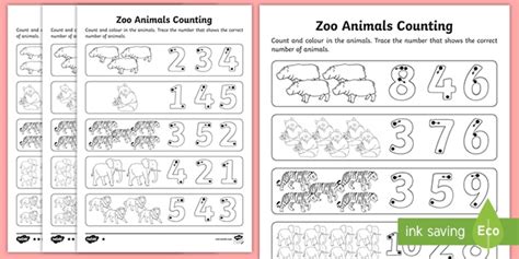 Zoo Animals Count and Write Worksheet (teacher made)