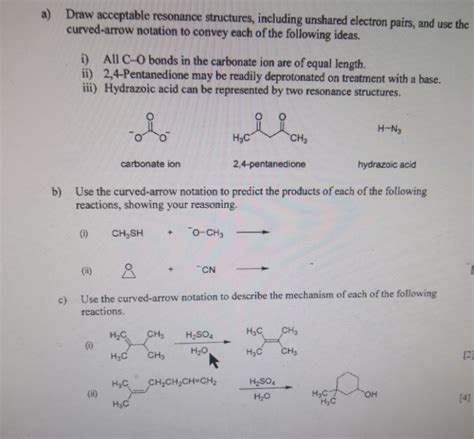 Solved a) Draw acceptable resonance structures, including | Chegg.com | Chegg.com