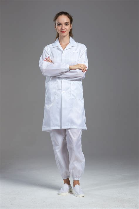 Cleanroom Smock And Gown Anti Static ESD Polyster And Conductive Fiber