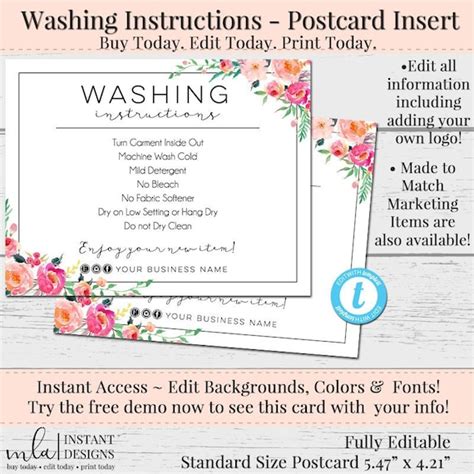 Design Templates Stationery Clothing Care Card Template Package