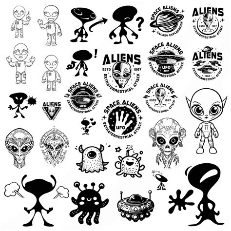 Alien Svg Bundle Alien Clipart For Cricut Alien Ship Silhouette