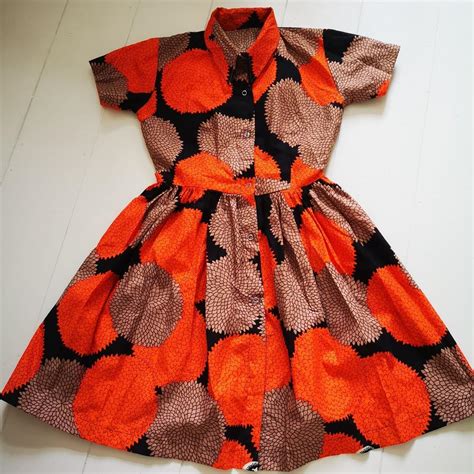 Women S Orange And Black Dress Depop