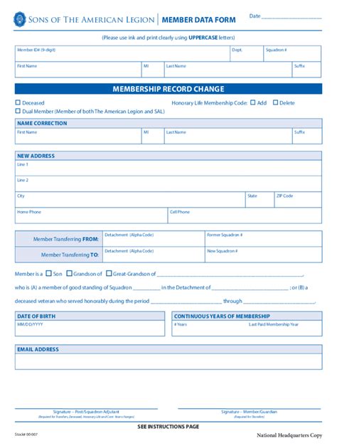 Fillable Online THE AMERICAN LEGION MEMBER DATA FORM Fax Email Print