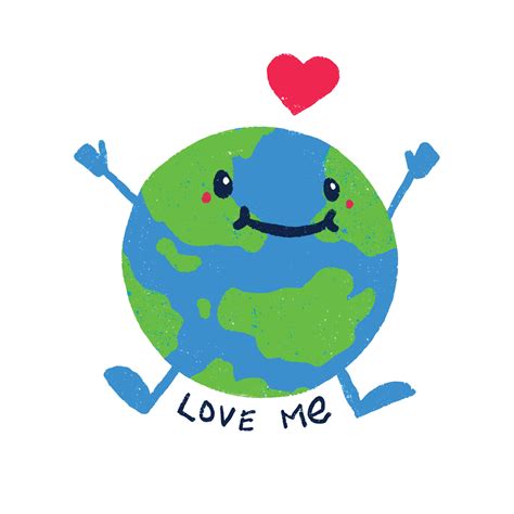 Cartoon Cute Earth Character Hugging Hands With Love Save The Earth